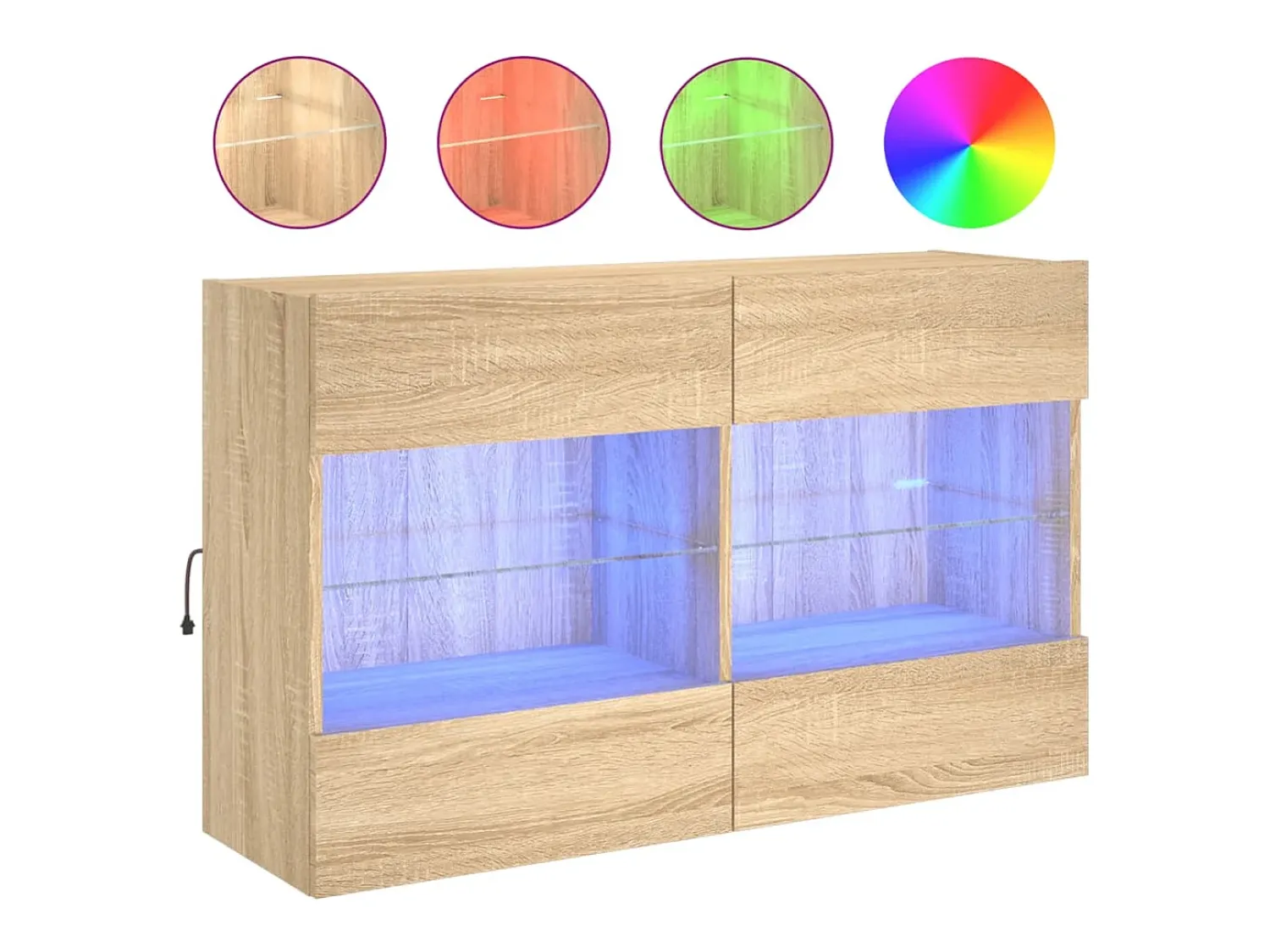 Móvel De Tv* Móvel parede p/ TV c/ luzes LED 98,5x30x60,5 cm carvalho sonoma PT597728 Castanho