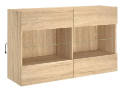 Móvel De Tv* Móvel parede p/ TV c/ luzes LED 98,5x30x60,5 cm carvalho sonoma PT597728 Castanho