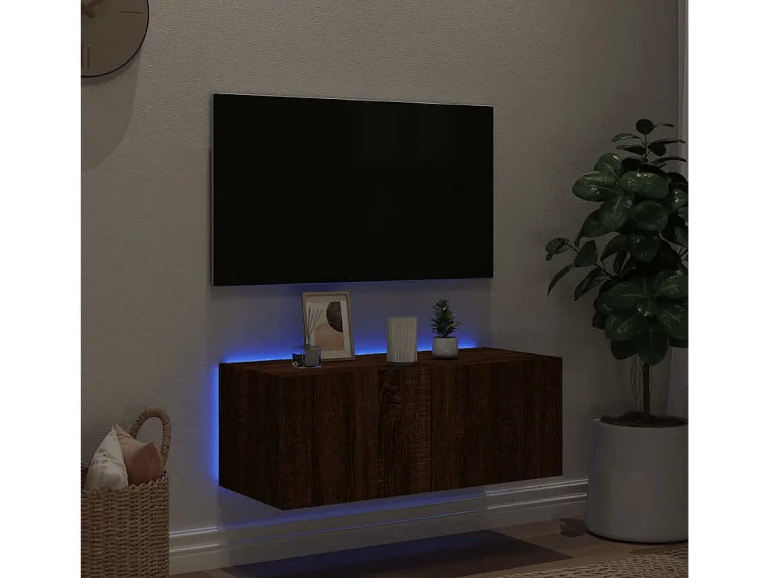 Móvel parede p/ TV c/ luzes LED 80x35x31 cm carvalho PT196965^ Móvel De Tv