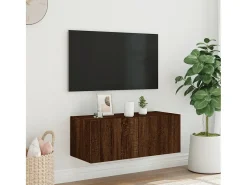 Móvel parede p/ TV c/ luzes LED 80x35x31 cm carvalho PT196965^ Móvel De Tv