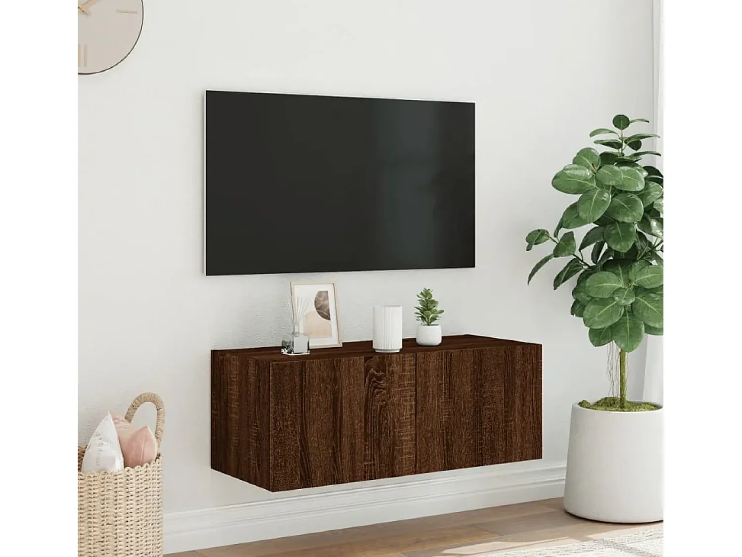 Móvel parede p/ TV c/ luzes LED 80x35x31 cm carvalho PT196965^ Móvel De Tv