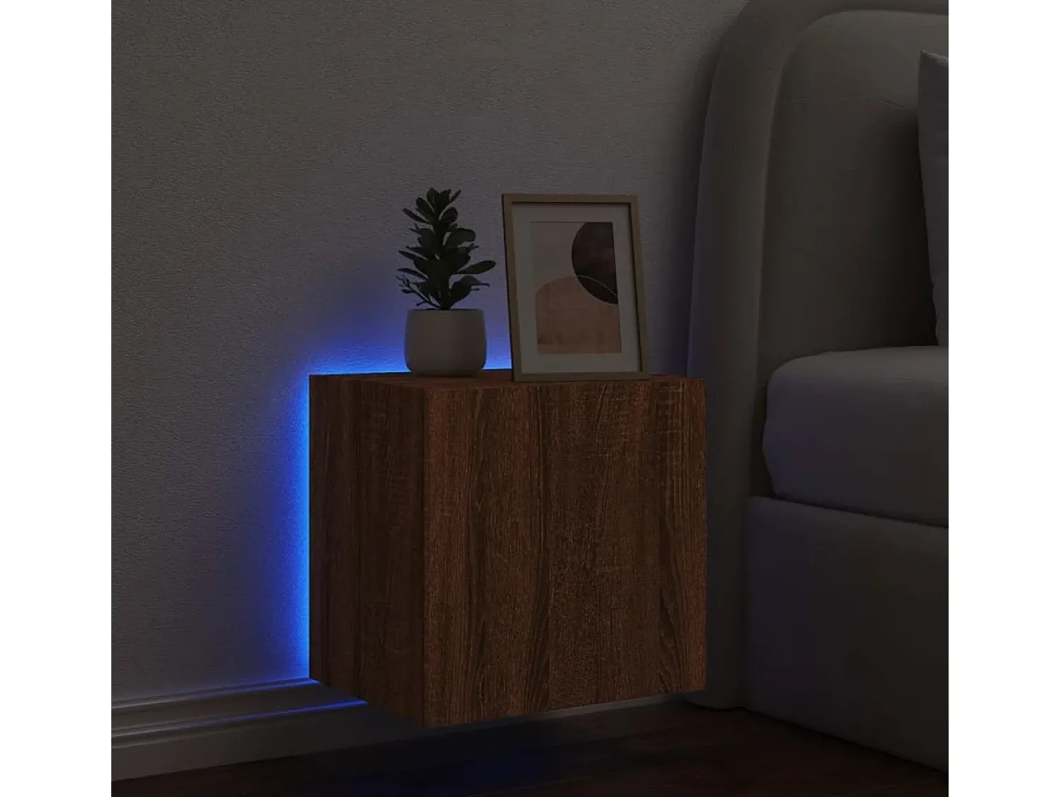 Móvel De Tv* Móvel parede p/ TV c/ luzes LED 40,5x35x40 cm carvalho PT352303 Castanho