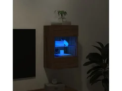 Móvel De Tv| Móvel parede p/ TV c/ luzes LED 40x30x60,5cm carvalho PT527822 Castanho