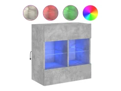 Móvel parede p/ TV c/ luzes LED 58,5x30x60,5 cm cinza cimento PT268117 Cinzento