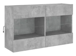 Best Móvel parede p/ TV c/ luzes LED 98,5x30x60,5 cm cinza cimento PT711551 Cinzento