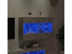 Best Móvel parede p/ TV c/ luzes LED 98,5x30x60,5 cm cinza cimento PT711551 Cinzento