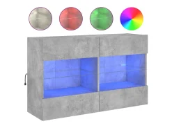 Best Móvel parede p/ TV c/ luzes LED 98,5x30x60,5 cm cinza cimento PT711551 Cinzento