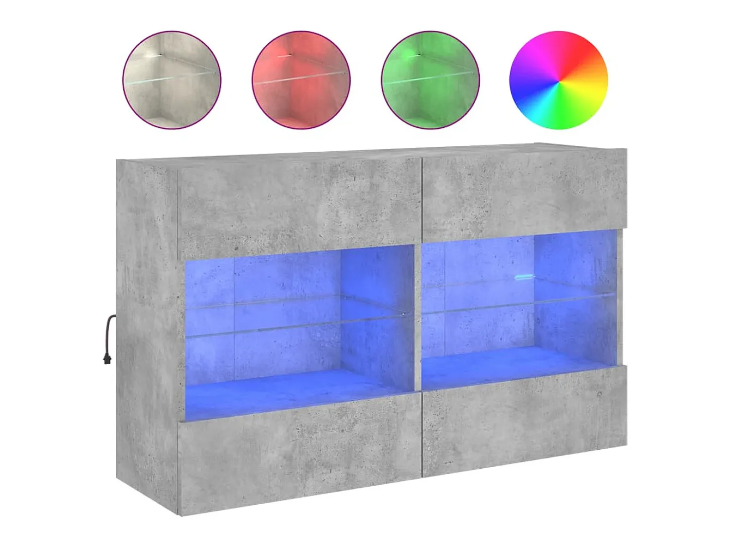 Best Móvel parede p/ TV c/ luzes LED 98,5x30x60,5 cm cinza cimento PT711551 Cinzento