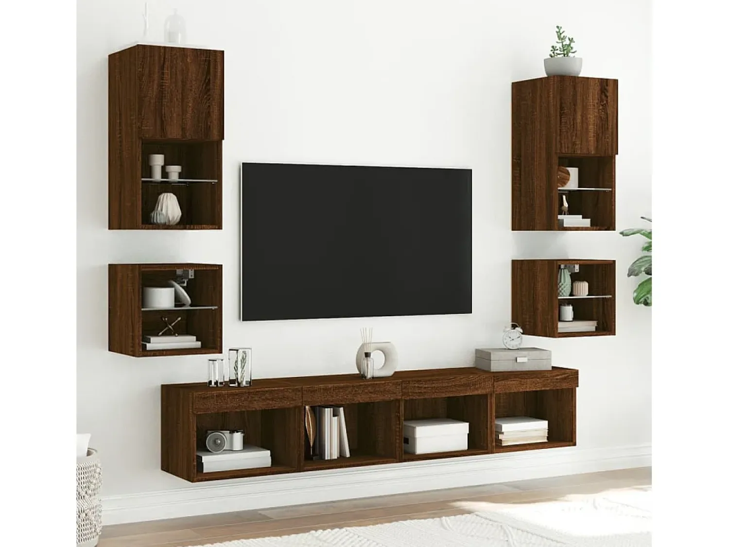 Móvel parede p/ TV c/ luzes LED 30x28,5x30cm carvalho PT589921^ Móvel De Tv