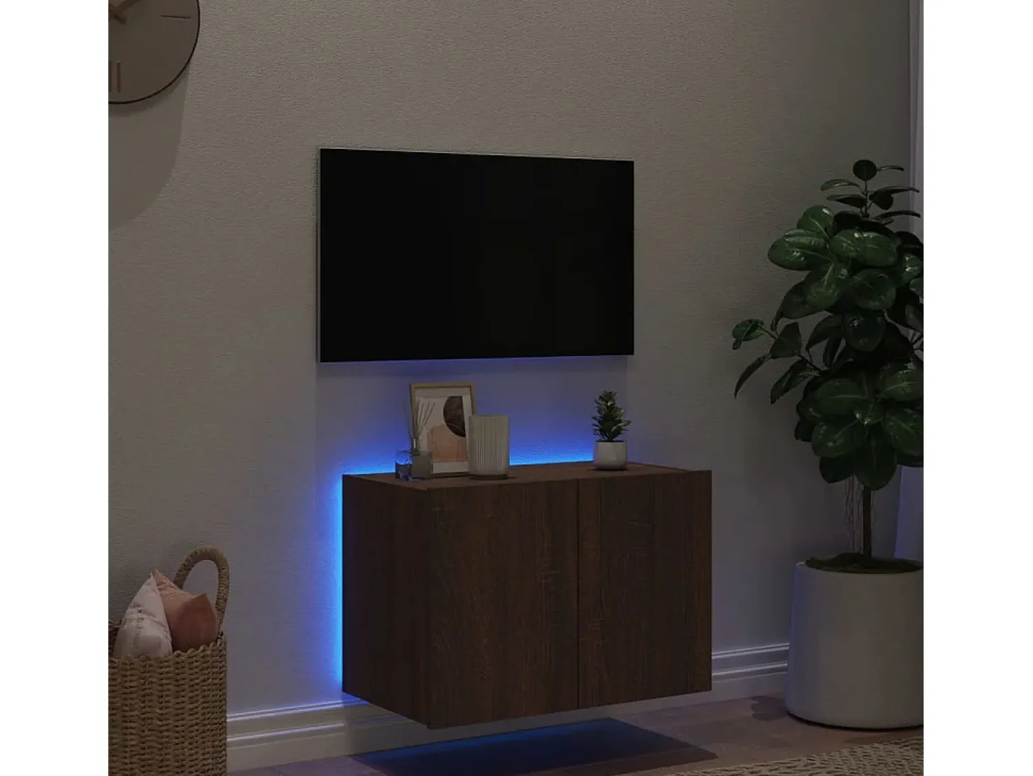 Móvel parede p/ TV c/ luzes LED 60x35x41 cm carvalho PT136310^ Móvel De Tv