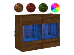Móvel De Tv| Móvel parede p/ TV luzes LED 78,5x30x60,5 cm carvalho PT197408 Castanho