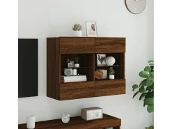 Móvel De Tv| Móvel parede p/ TV luzes LED 78,5x30x60,5 cm carvalho PT197408 Castanho