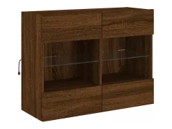 Móvel De Tv| Móvel parede p/ TV luzes LED 78,5x30x60,5 cm carvalho PT197408 Castanho
