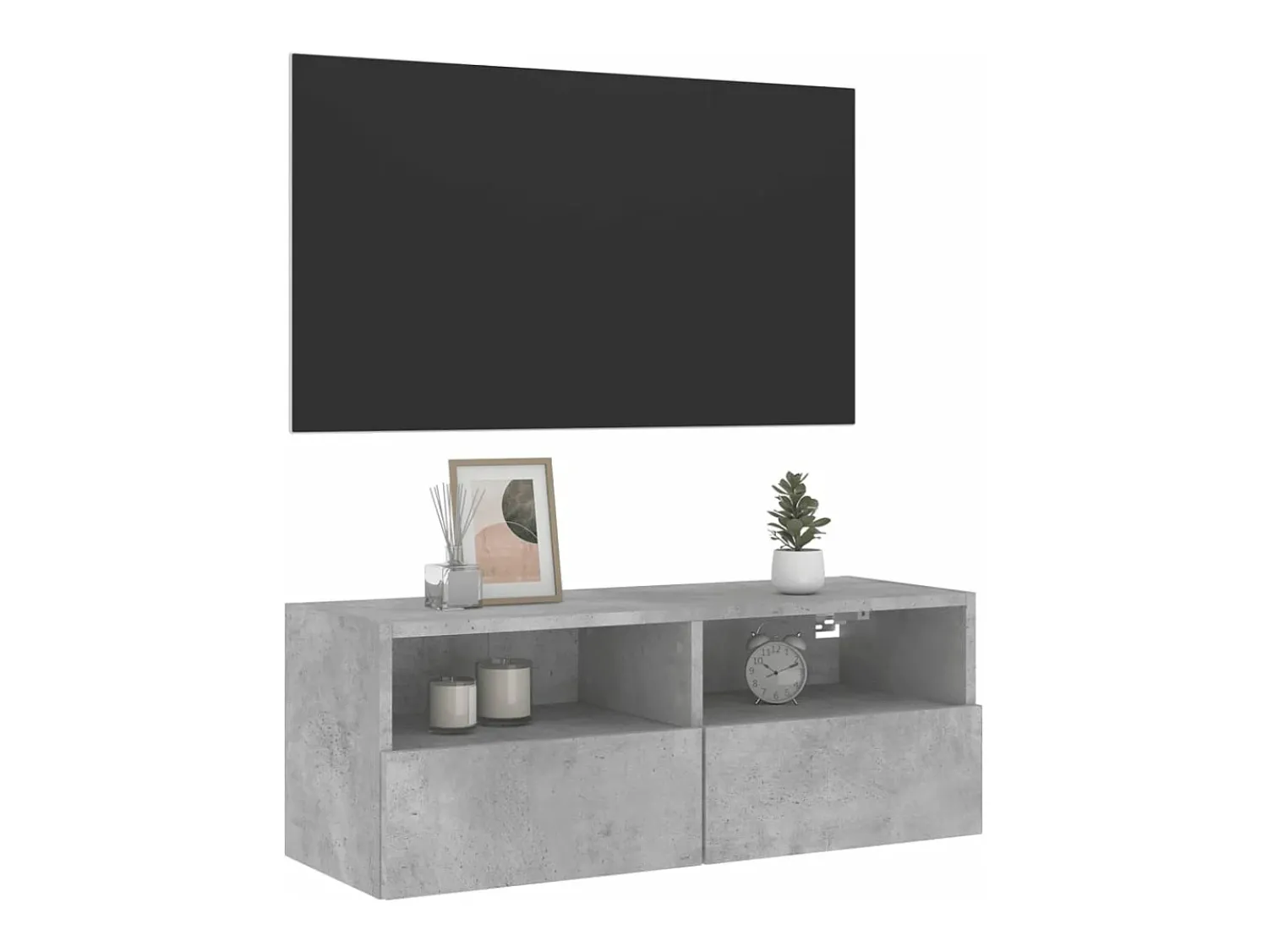 Móvel parede p/ TV 80x30x30 cm derivados madeira cinza cimento PT256779^ Móvel De Tv