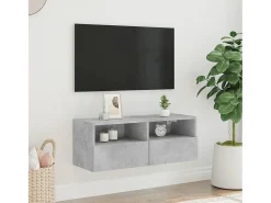 Móvel parede p/ TV 80x30x30 cm derivados madeira cinza cimento PT256779^ Móvel De Tv