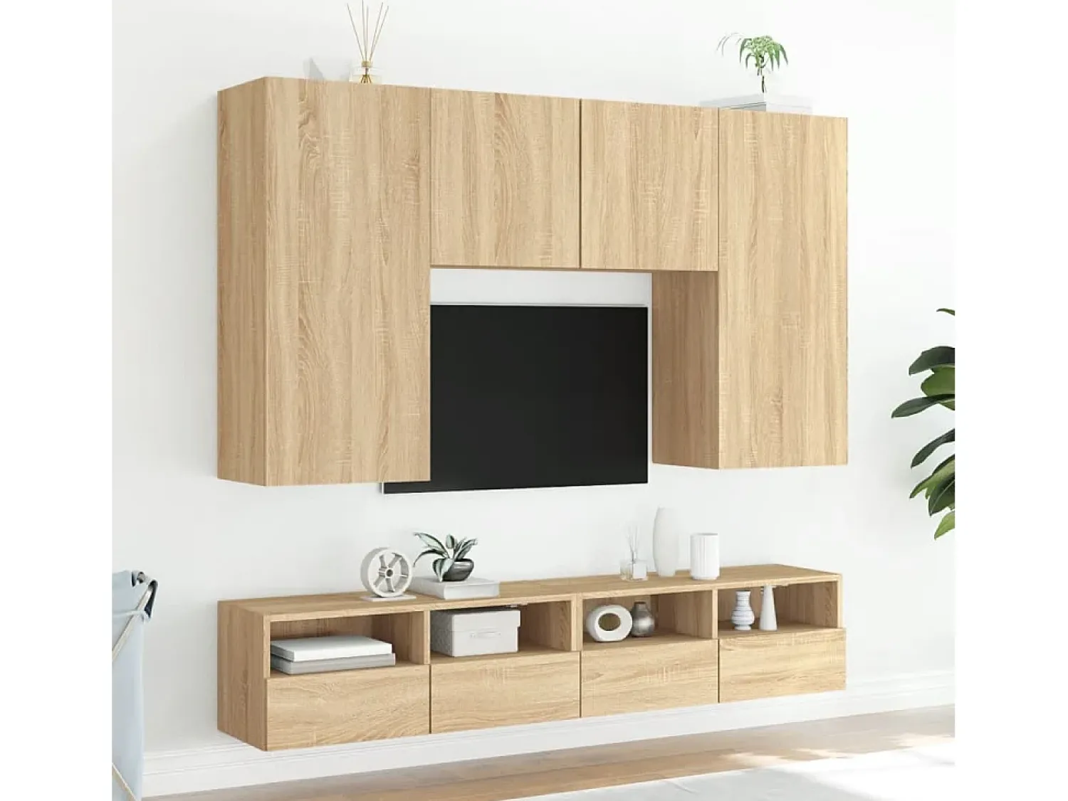 Móvel parede p/ TV 100x30x30 cm deriv. madeira carvalho sonoma PT567059^ Móvel De Tv