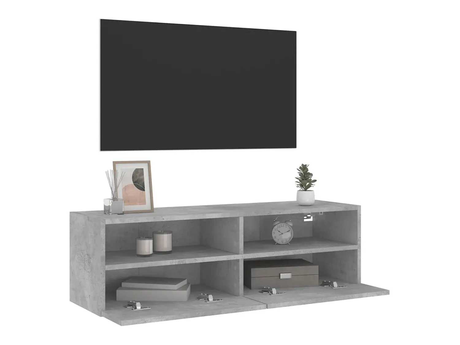 Móvel De Tv* Móvel parede p/ TV 100x30x30 cm derivados madeira cinza cimento PT184439 Cinzento