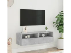 Móvel De Tv* Móvel parede p/ TV 100x30x30 cm derivados madeira cinza cimento PT184439 Cinzento
