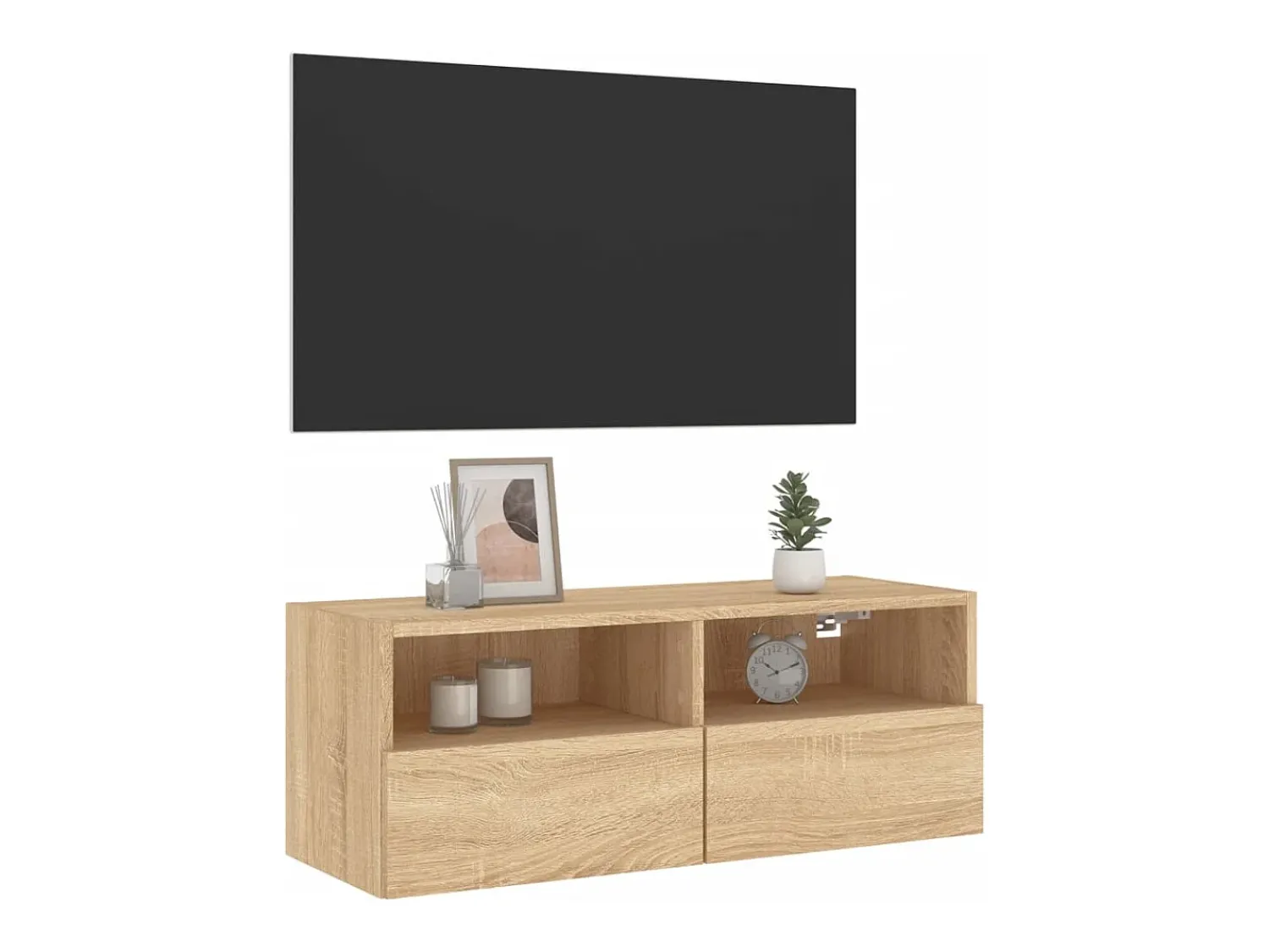 Móvel parede p/ TV 80x30x30cm derivados madeira carvalho sonoma PT700838^ Móvel De Tv