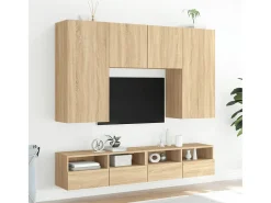 Móvel parede p/ TV 80x30x30cm derivados madeira carvalho sonoma PT700838^ Móvel De Tv