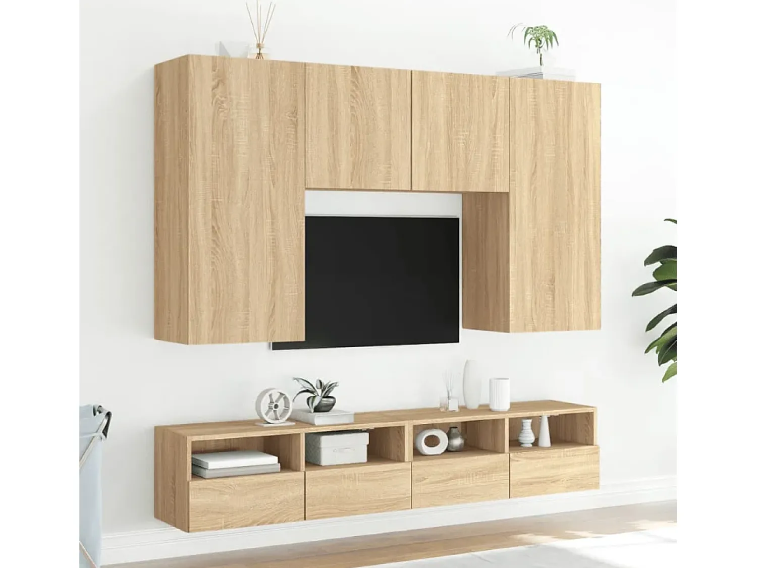 Móvel parede p/ TV 80x30x30cm derivados madeira carvalho sonoma PT700838^ Móvel De Tv