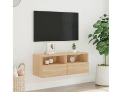 Móvel parede p/ TV 80x30x30cm derivados madeira carvalho sonoma PT700838^ Móvel De Tv