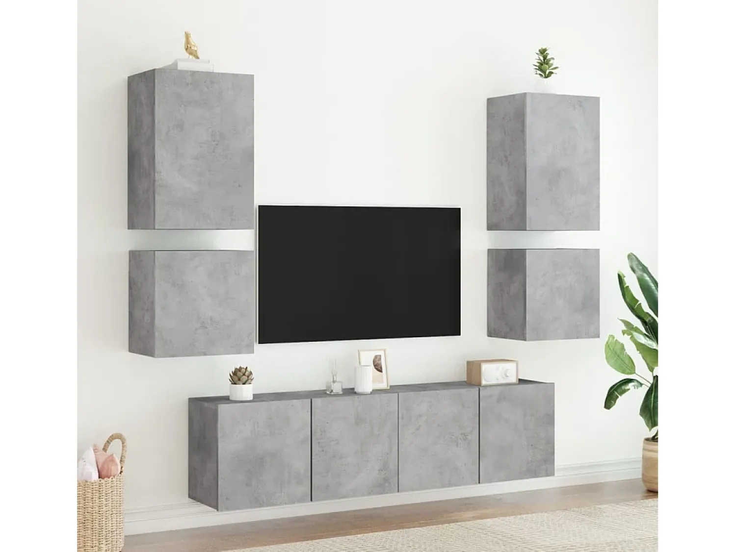 Hot Móvel parede p/ TV 40,5x30x40cm derivados madeira cinza cimento PT211710 Cinzento