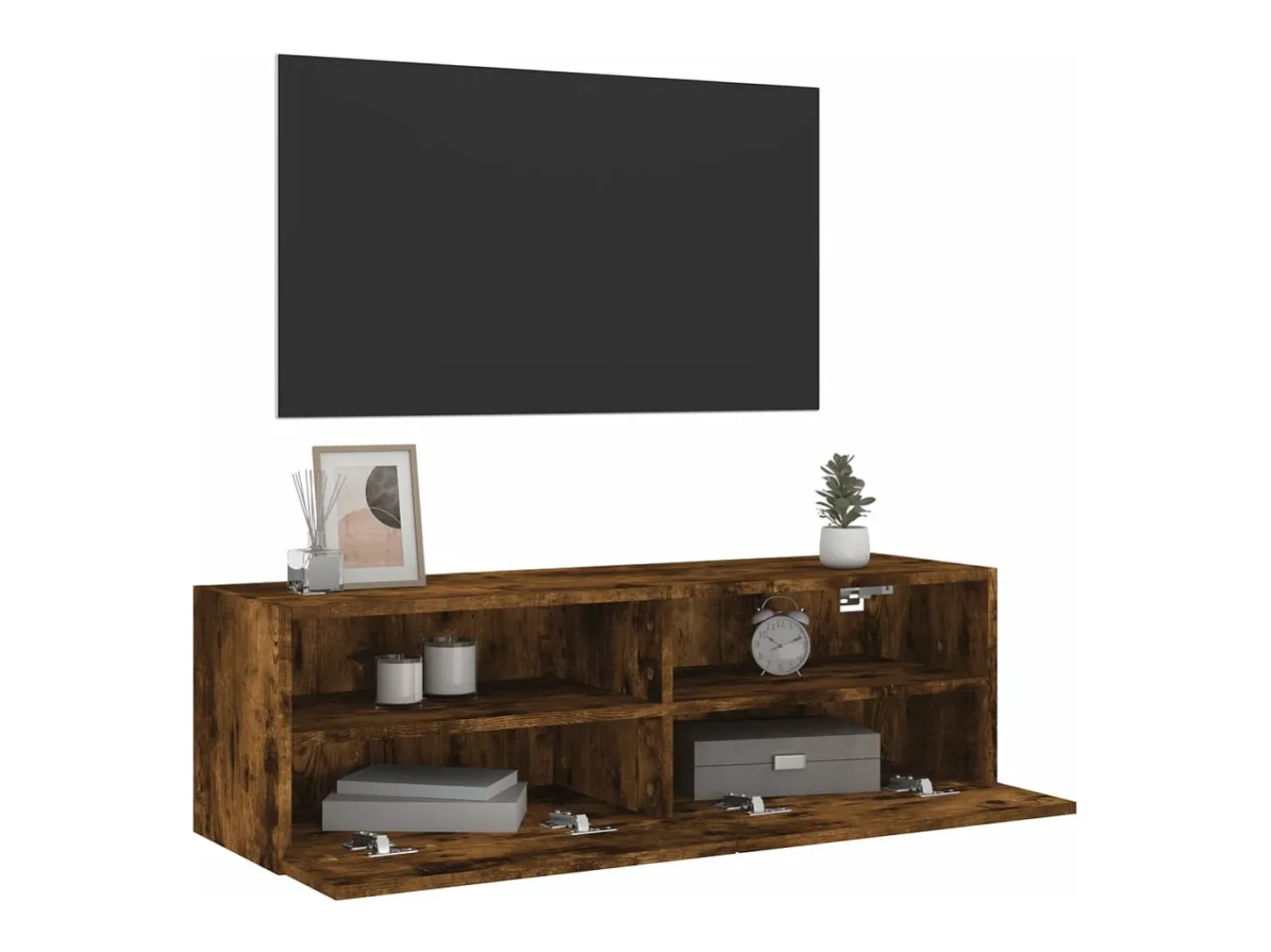 Móvel De Tv* Móvel parede TV 100x30x30 cm derivados madeira carvalho fumado PT507475 Castanho