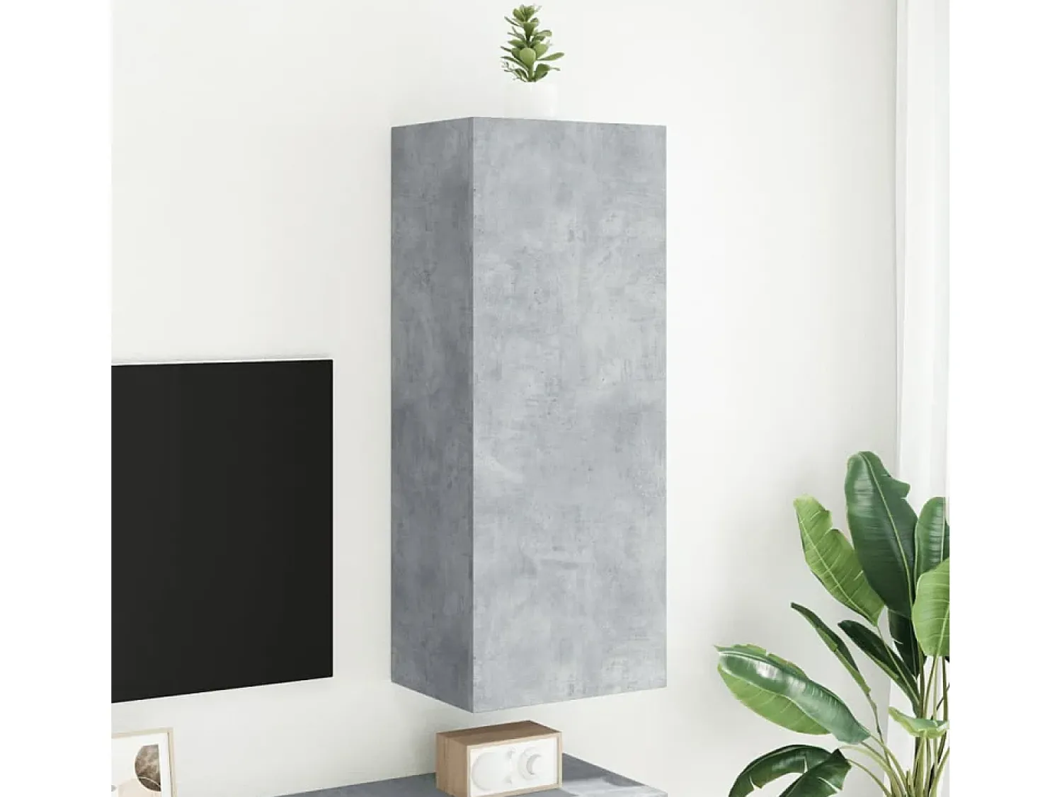 Móvel De Tv* Móvel parede TV 40,5x30x102 cm derivados madeira cinza cimento PT639288 Cinzento