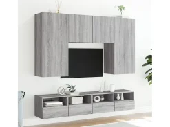 Móvel parede TV 100x30x30 cm derivados de madeira cinza sonoma PT286669^ Móvel De Tv