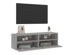Móvel parede TV 100x30x30 cm derivados de madeira cinza sonoma PT286669^ Móvel De Tv