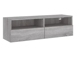 Móvel parede TV 100x30x30 cm derivados de madeira cinza sonoma PT286669^ Móvel De Tv
