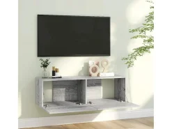 Móvel De Tv* Móvel parede TV 100x30x30 cm derivados de madeira cinza sonoma PT264727 Cinzento