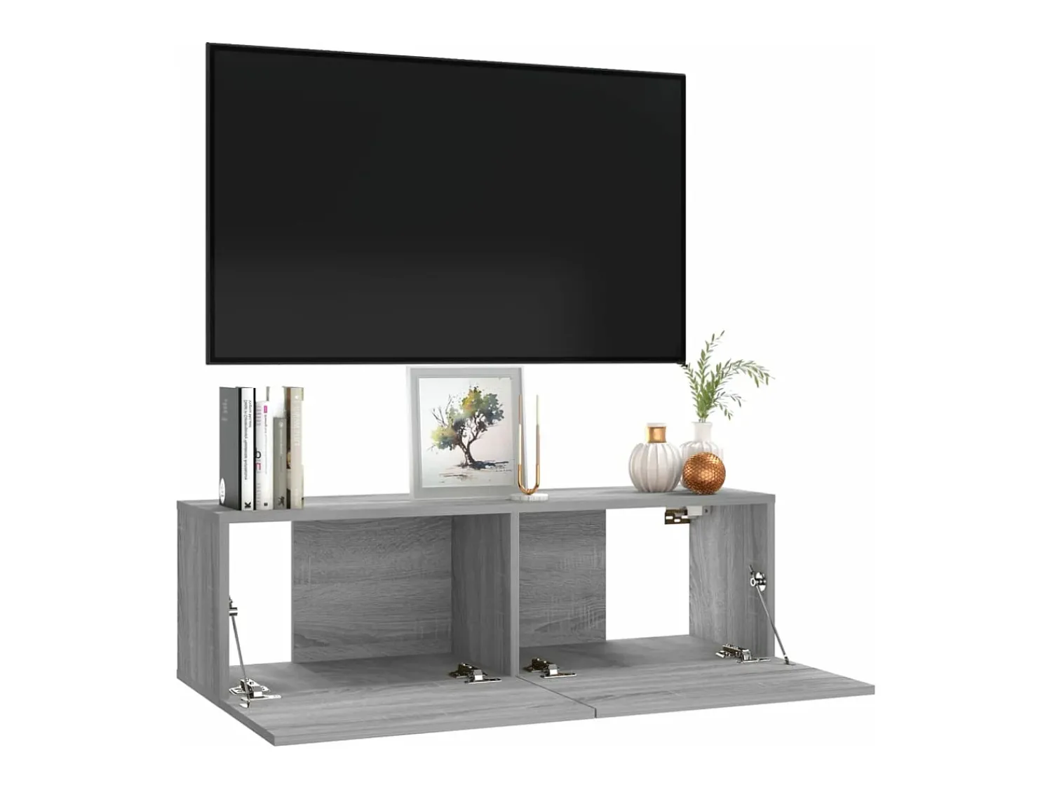 Móvel De Tv* Móvel parede TV 100x30x30 cm derivados de madeira cinza sonoma PT264727 Cinzento