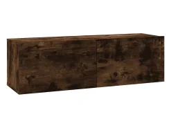Móvel parede TV 100x30x30 cm derivados madeira carvalho fumado PT948592^ Móvel De Tv
