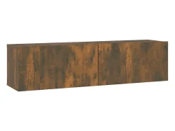 Móvel De Tv| Móvel parede TV 120x30x30 cm madeira processada carvalho fumado PT211828 Castanho
