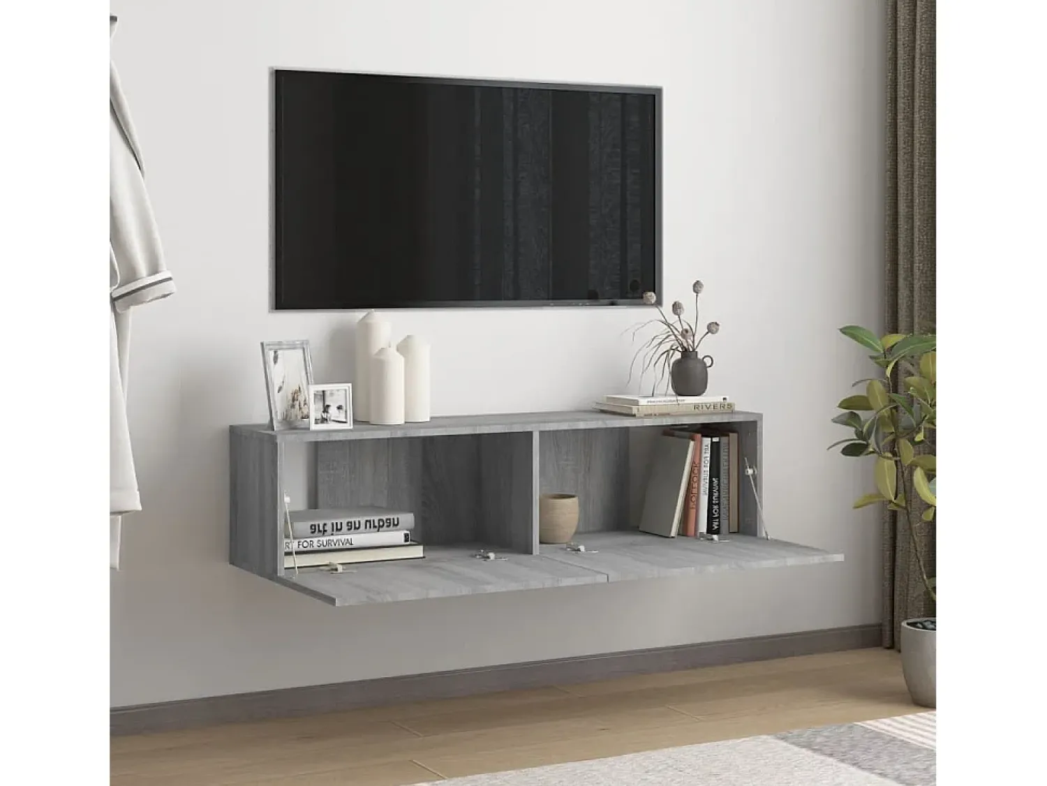 Hot Móvel parede TV 120x30x30 cm madeira processada sonoma cinza PT983828 Cinzento