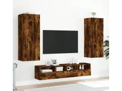 Móvel De Tv| Móvel parede TV 40,5x30x102cm derivados madeira carvalho fumado PT474975 Castanho