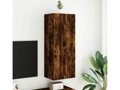 Móvel De Tv| Móvel parede TV 40,5x30x102cm derivados madeira carvalho fumado PT474975 Castanho