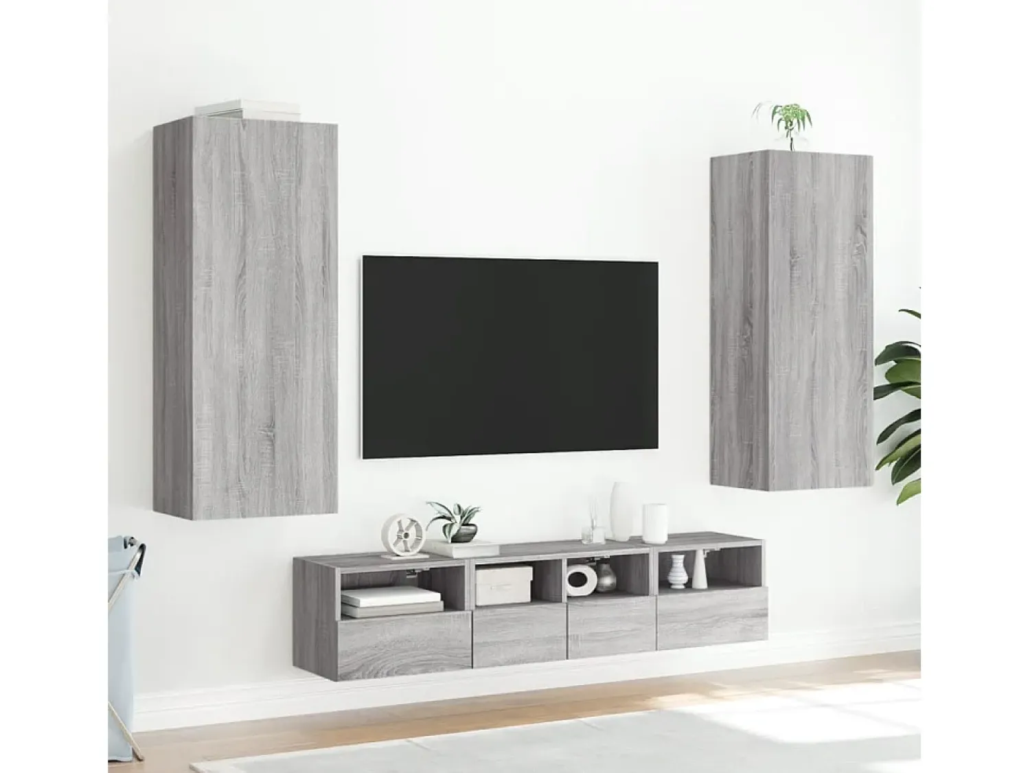 Best Móvel parede TV 40,5x30x102cm derivados de madeira cinza sonoma PT268520 Cinzento