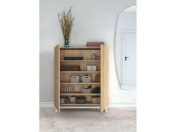 Móvel De Arrumação|Sapateira|Herdasa Móvel sapateira/armário - A112cm x C90cm x P27cm carvalho dourado pés - Volda Branco