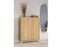 Móvel De Arrumação|Sapateira|Herdasa Móvel sapateira/armário - A112cm x C90cm x P27cm carvalho dourado pés - Volda Branco