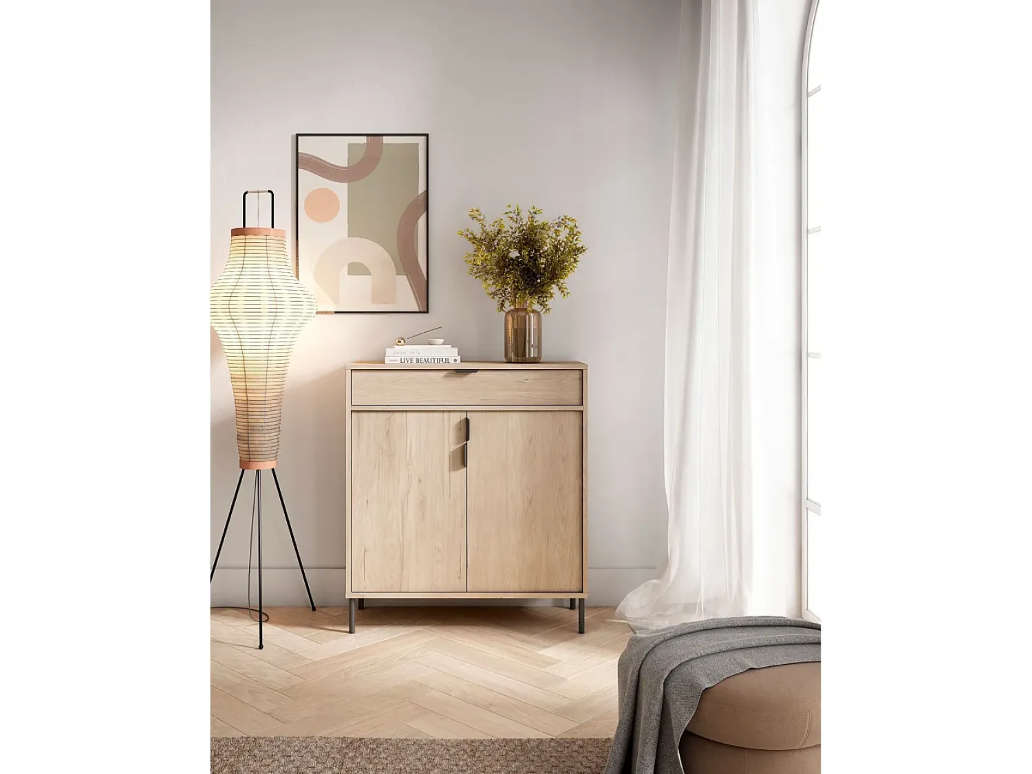 Outlet Herdasa Móvel sapateira/armário - A89cm x C90cm x P29cm carvalho claro - Alice Natural claro