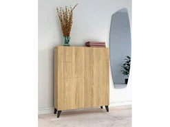 Móvel De Arrumação|Sapateira*Herdasa Móvel sapateira/armário - A109cm x C90cm x P27cm carvalho dourado pés - Malmo Preto