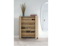 Best Herdasa Móvel sapateira/armário - A112cm x C90cm x P27cm carvalho dourado portas impression serrado pés - Lofoten Cinza antracite