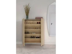 Móvel De Arrumação|Sapateira|Herdasa Móvel sapateira/armário - A109cm x C90cm x P27cm carvalho dourado portas impression serrado - Narvik Natural escuro