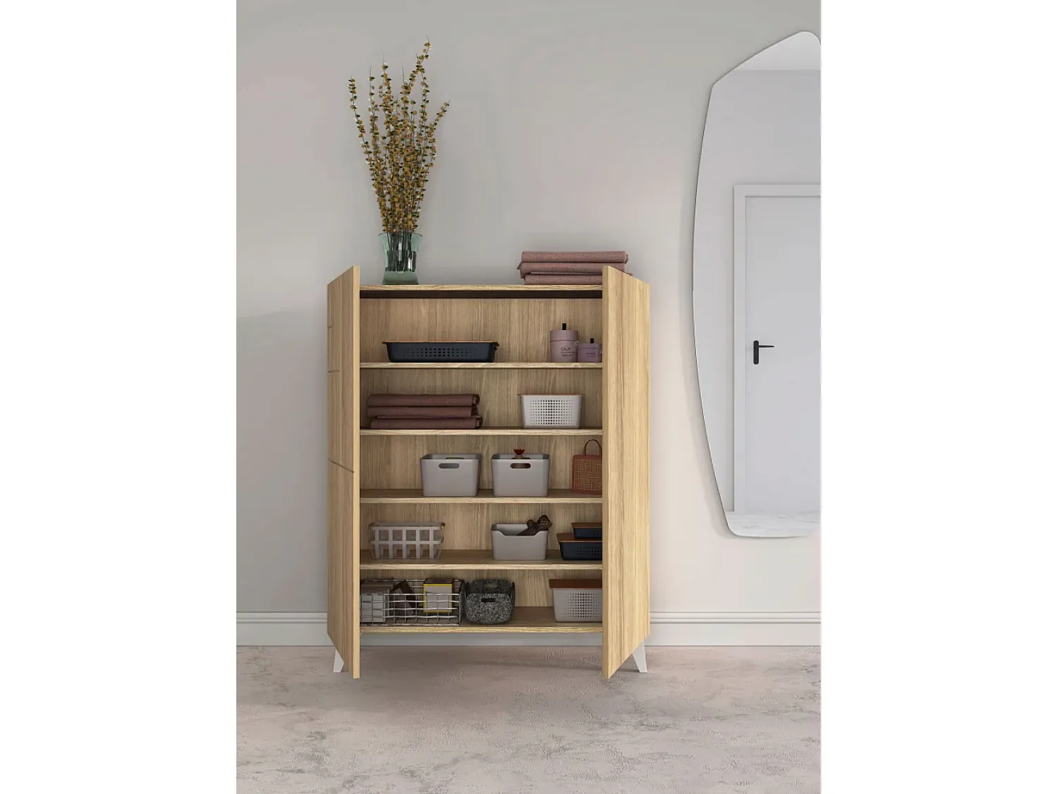 Sale Herdasa Móvel sapateira/armário - A109cm x C90cm x P27cm carvalho dourado pés - Malmo Branco