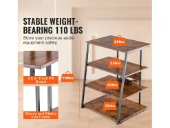 Móvel De Arrumação* Móvel SucceBuy Suporte Multimédia AV com 4 Níveis com Multitomadas, Suporte TV de Ângulo LED de Madeira Castanho