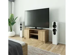 Clearance Akord Móvel Suporte TV 120 cm Madeira Sonoma com 2 Portas e 2 Prateleiras Taupe