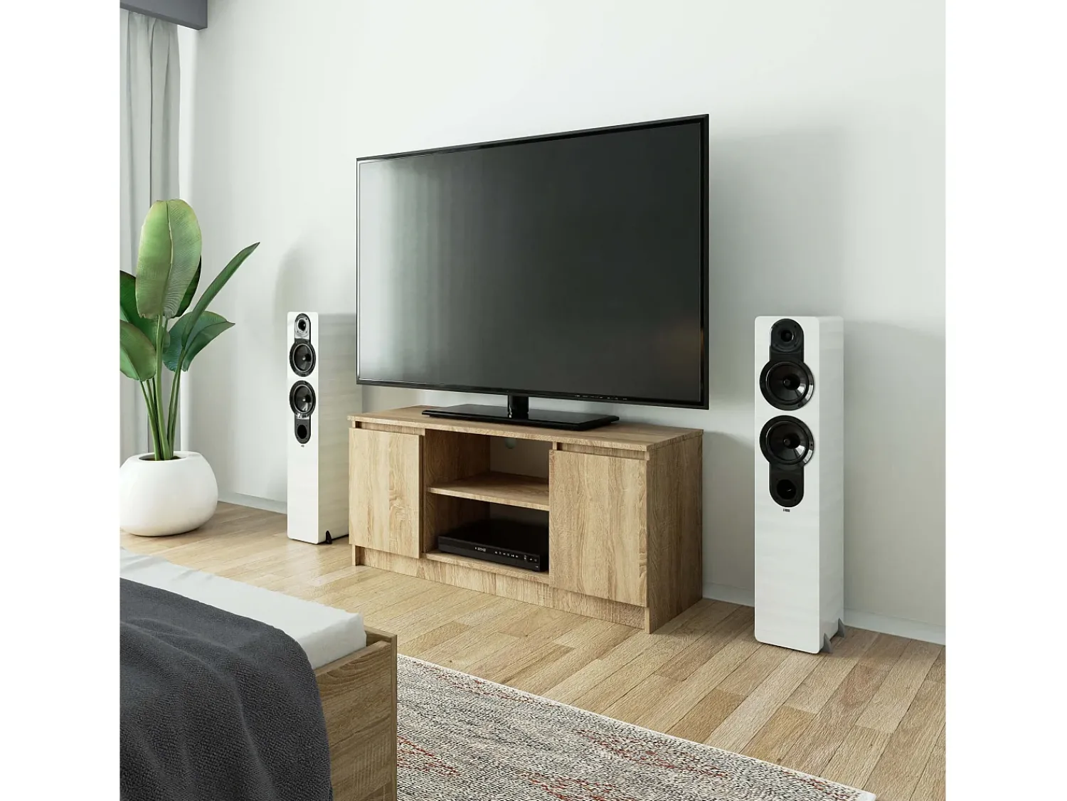 Clearance Akord Móvel Suporte TV 120 cm Madeira Sonoma com 2 Portas e 2 Prateleiras Taupe